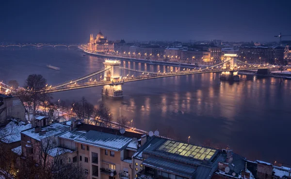 Вид Будапешт Ночью — стоковое фото
