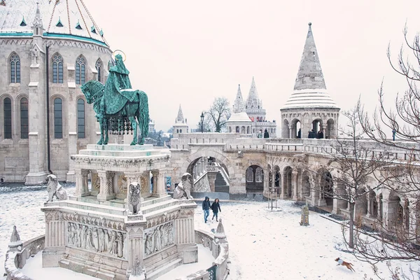 Bastion Des Pêcheurs Budapest Hiver — Photo