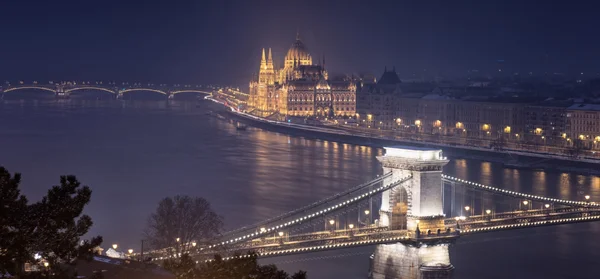 Chain Bridge Budapest Winter — Stock Photo, Image