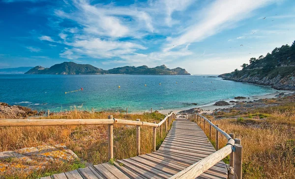 Strand en zee in Islas Cies, Spanje — Stockfoto