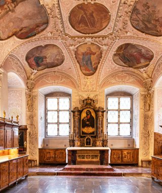 Heiligenkreuz, Austria - 12 FEBRUARY, 2020: Vestry of the Cistercian monastery Heiligenkreuz abbey in Heiligenkreuz, Austria.