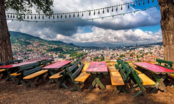 Uitzicht Sarajevo Vanuit Een Restaurant — Stockfoto