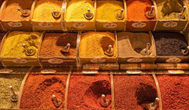 ISTANBUL, TURKEY - 26 NOVEMBER, 2019: Spice market shops in Istanbul, Turkey on 26 November, 2019.