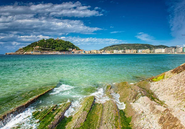 Vista Para Praia San Sebastian Espanha — Fotografia de Stock