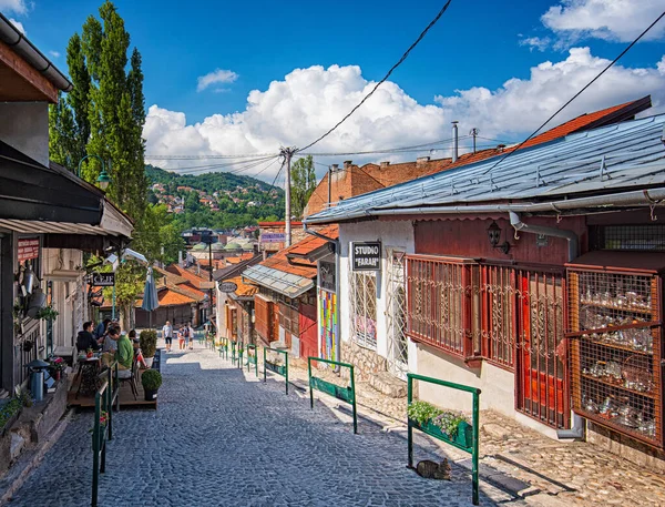 Sarajevo Bosnia Herzegovina Srpna 2019 Úzká Ulice Starém Městě Sarajevo — Stock fotografie