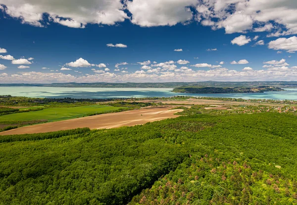 Légi Felvétel Balatonra Magyarország — Stock Fotó