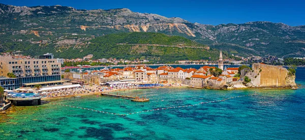 Budva Montenegro Agosto 2019 Vista Aérea Sobre Cidade Velha Budva — Fotografia de Stock