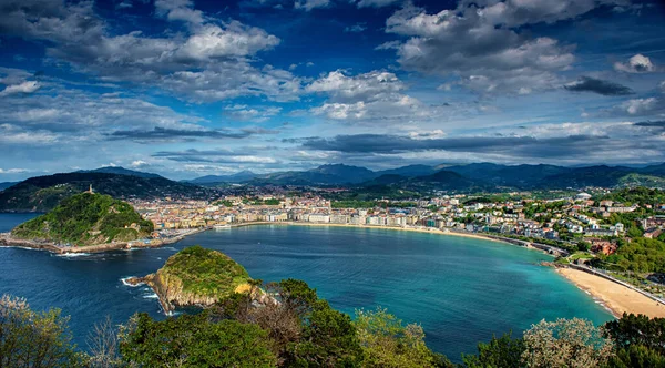 Vista Para Praia San Sebastian Espanha — Fotografia de Stock