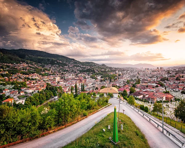 Sarajevo Bosnia Herzegovina Agosto 2019 Vista Del Atardecer Sarajevo Bosnia —  Fotos de Stock