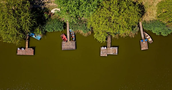 Vista Arriba Hacia Abajo Del Muelle Del Yate Lago Verano —  Fotos de Stock