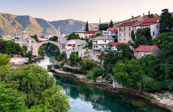 Mostar Bosnia Hercegovina View Medieval Bridge Mostar August 2019 — стокове фото