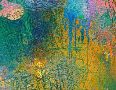 Kaotik çizgi ve farklı renk öğeleri ile soyut seamless modeli