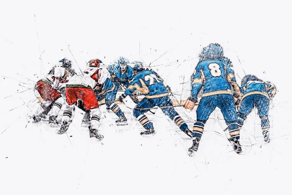 Professional hockey players. Sport illustration