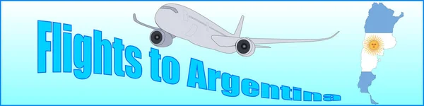 Banner mit der Aufschrift Flüge nach Argentinien — Stockvektor