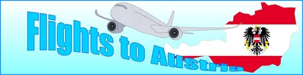 Banner z napisem loty do Austria — Wektor stockowy