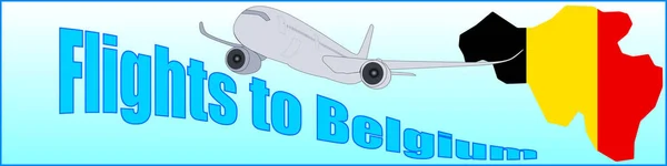 Banner with the inscription Flights to Belgium — Stock Vector