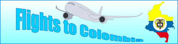 Banner z napisem loty do Kolumbii — Wektor stockowy