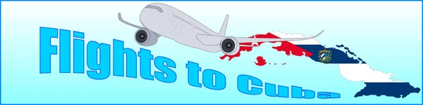 Banner mit der Aufschrift Flüge nach Kuba — Stockvektor