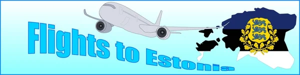 Banner z napisem loty do Estonii — Wektor stockowy