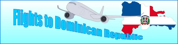 Banner mit der Aufschrift Flüge in die Dominikanische Republik — Stockvektor