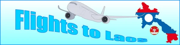 Banner yazıt ile Laos için uçuşlar — Stok Vektör