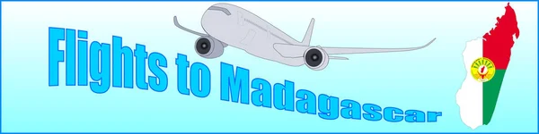 Banner com a inscrição Voos para Madagáscar —  Vetores de Stock