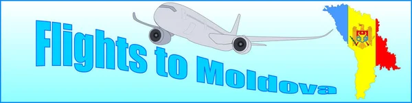 Banner med inskriptionen flyg till flyg till Moldavien — Stock vektor
