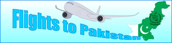 Banner med inskriptionen flyg till Pakistan — Stock vektor