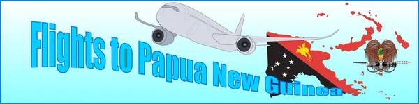 Banner s nápisem lety do Papua-Nová Guinea — Stockový vektor