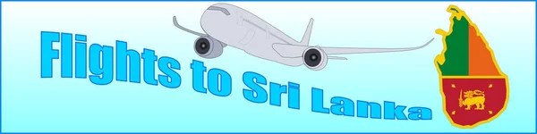 Banner com a inscrição Voos para Sri Lanka —  Vetores de Stock