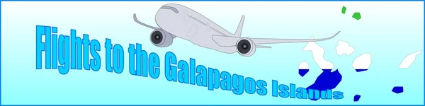 Banner, alatta a felirat repülőjáratok a Galapagos-szigetek — Stock Vector