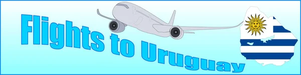 Banner mit der Aufschrift Flüge nach Uruguay — Stockvektor