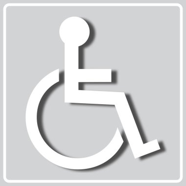 Beyaz silueti olan gri simge engelli bir kişi ve bir stro