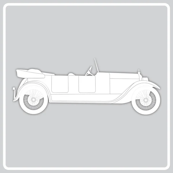 Icono gris de un coche retro — Vector de stock
