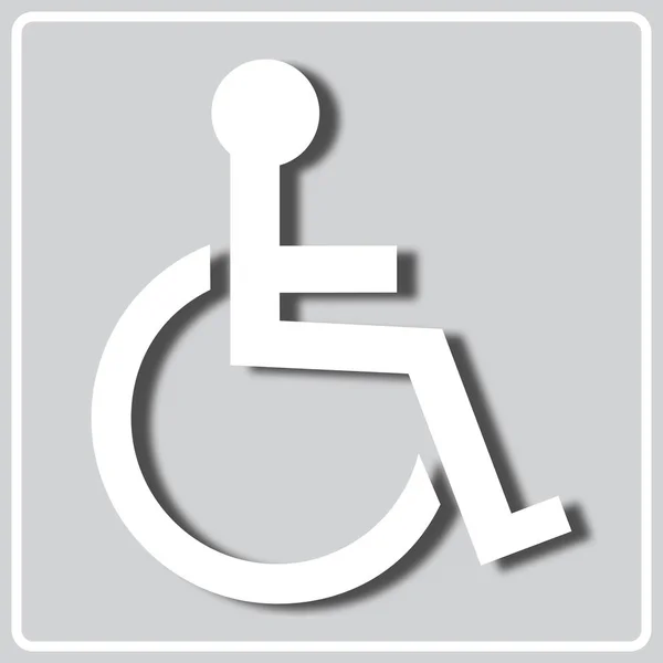 Graues Symbol mit weißer Silhouette einer behinderten Person mit einem — Stockvektor