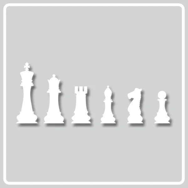 Серая икона с белым силуэтом шахматных фигур — стоковый вектор