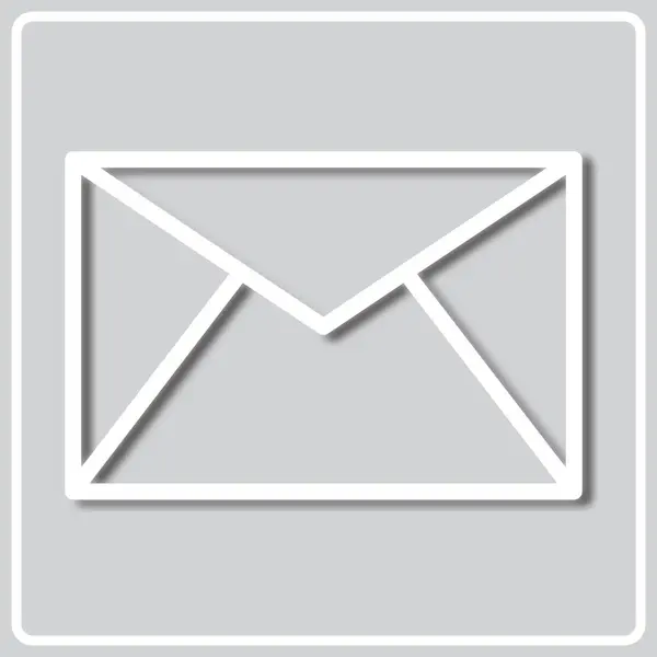 Ícone cinza com uma silhueta branca de um envelope de correio — Vetor de Stock