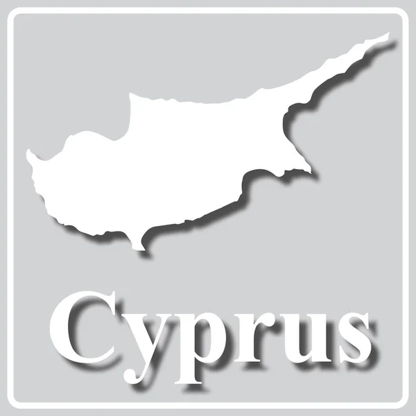 Icono gris con silueta blanca de un mapa y la inscripción Cyp — Vector de stock