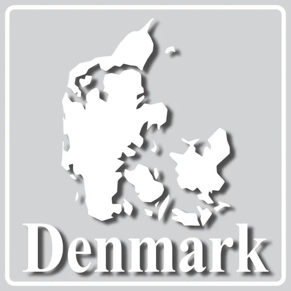 Gray icon with white silhouette of a map Denmark — Stock Vector