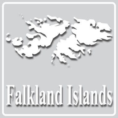 Falkland Adaları haritasının beyaz siluetine sahip gri simge
