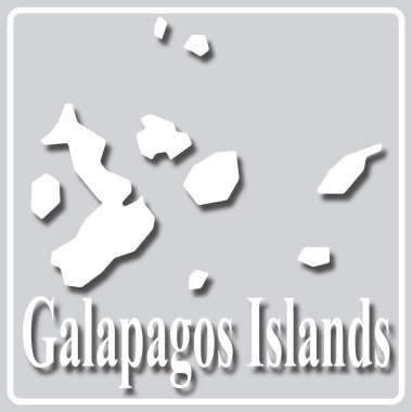 Galapagos Adaları haritasının beyaz siluetine sahip gri simge