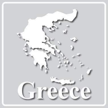 Yunanistan haritasının beyaz siluetine sahip gri simge