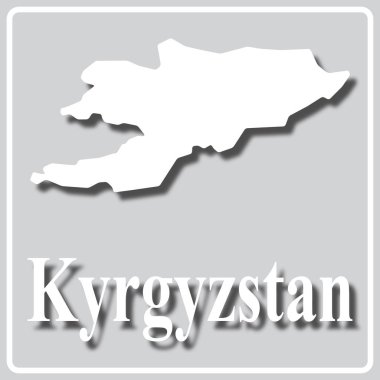 Kırgızistan haritasının beyaz silüetine sahip gri simge