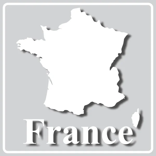 Gray icon with white silhouette of a map France — Stock Vector