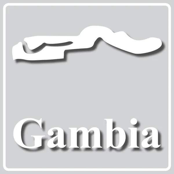 Icono gris con silueta blanca de un mapa Gambia — Vector de stock