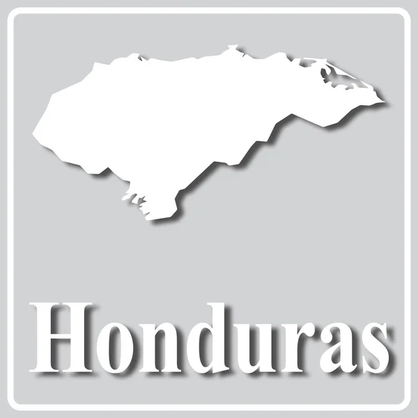 Grå ikon med vit siluett av en karta Honduras — Stock vektor
