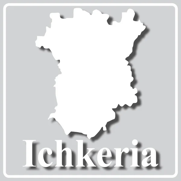 Icono gris con silueta blanca de un mapa Ichkeria — Vector de stock