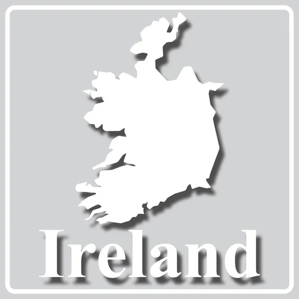 Icône grise avec silhouette blanche d'une carte Irlande — Image vectorielle
