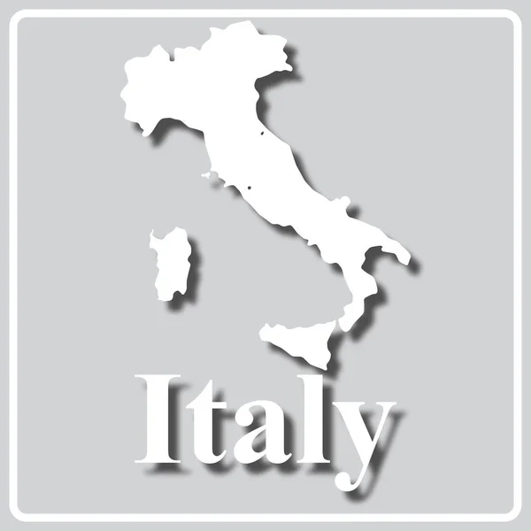 Серый значок с белым силуэтом карты Италия — стоковый вектор
