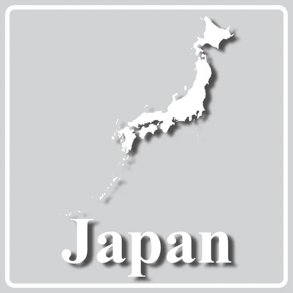 Icono gris con silueta blanca de un mapa Japón — Vector de stock